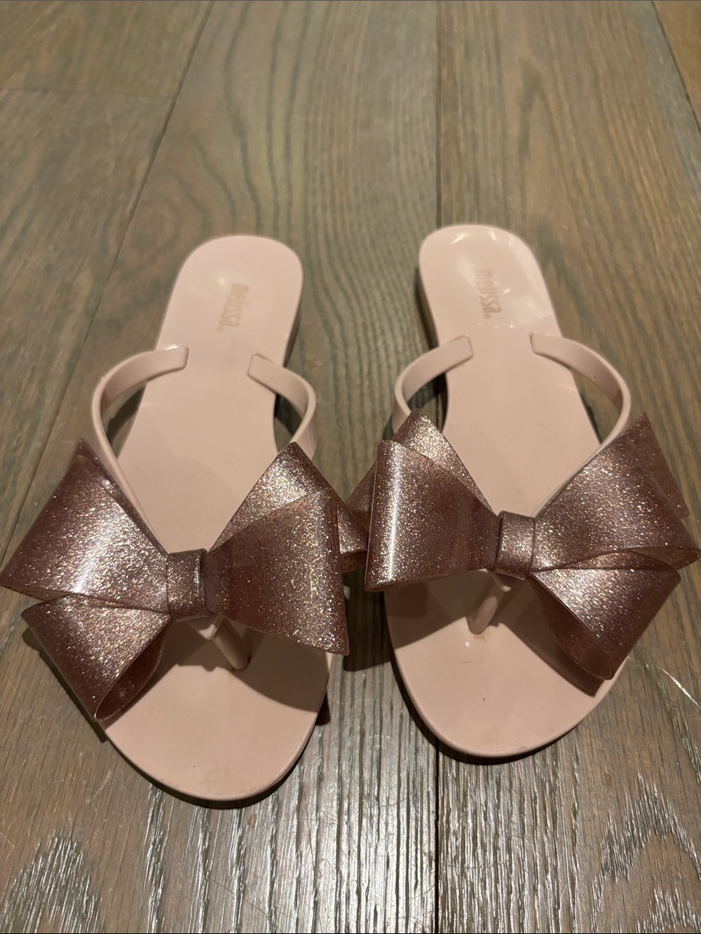 Melissa Pink Glitter Bow Jelly Sandals size 6